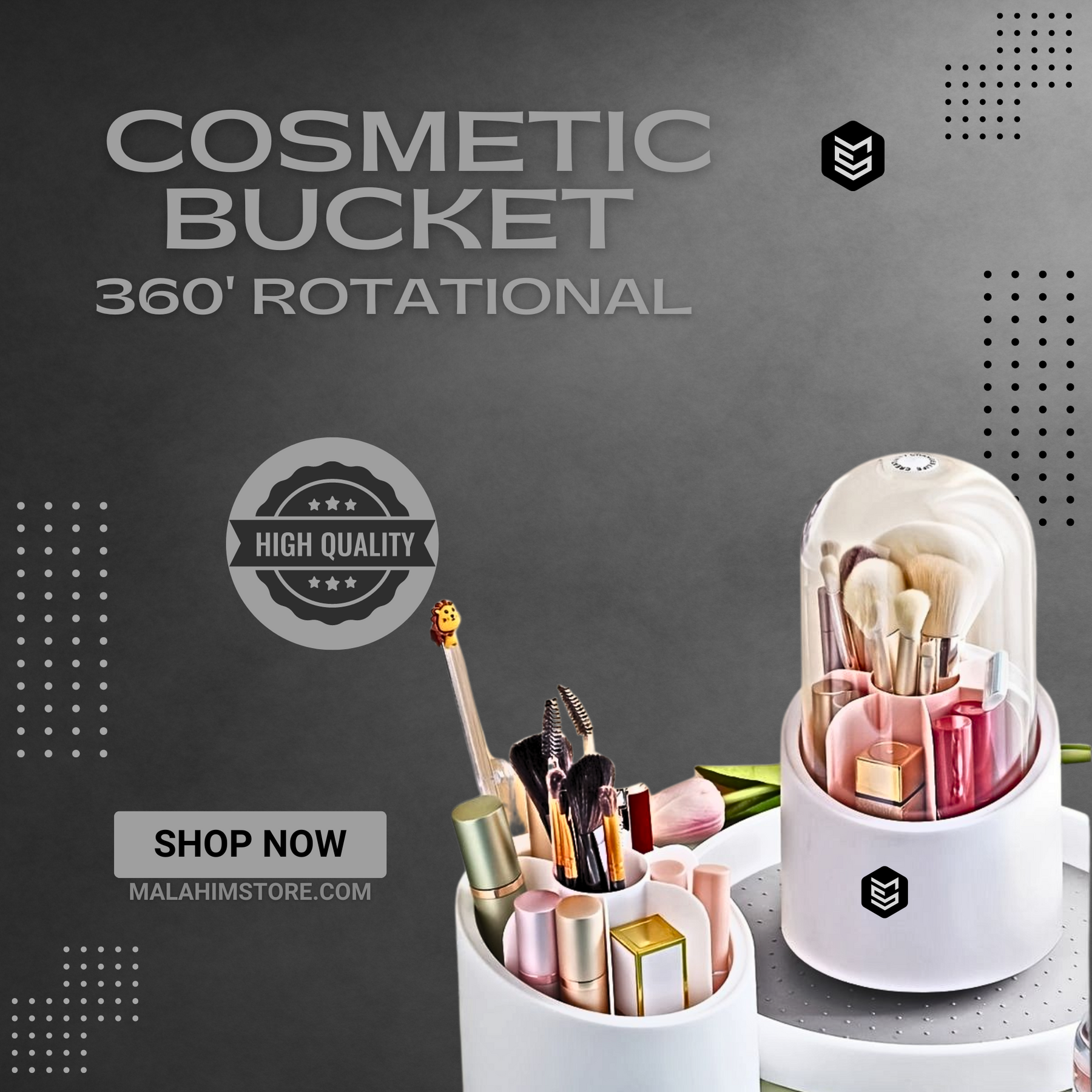 Makeup Brush Holder with 360-Degree Rotating