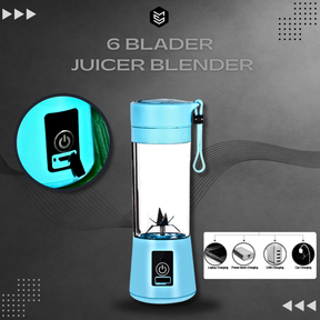 Mini Portable USB Rechargeable Juicer Blender Mixer 6 Blades 380ml