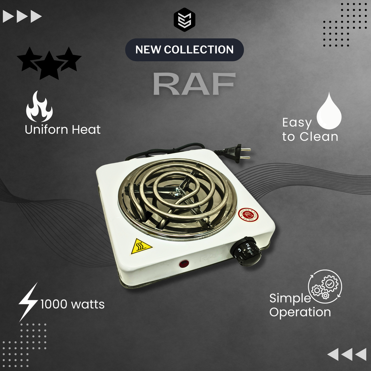 RAF Portable Electric Single Stove 1000 Watt